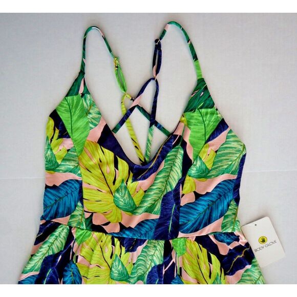 Body Glove Women's Sz XL Manoa Falls Leaf Print Swimsuit Cover Up Ivy Dress - Picture 4 of 7